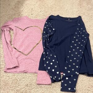 Crewcuts Pink and Navy Long Sleeve Valentine Tees